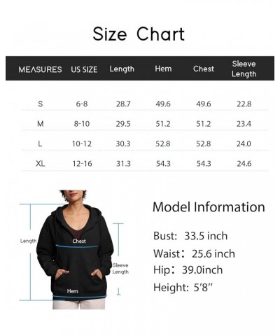 Women's Zip Up Plus Oversize Hoodies Fleece Loose Fit Sweatshirts Drawstring Long Sleeve Jacket with Pockets Black $21.59 Hoo...