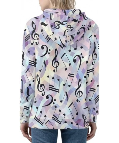 Womens Zip Up Hoodie Oversized Drawstring Jacket Long Sleeve Lightweight Fall Sweatshirt with Pockets Music Notes $12.47 Hood...