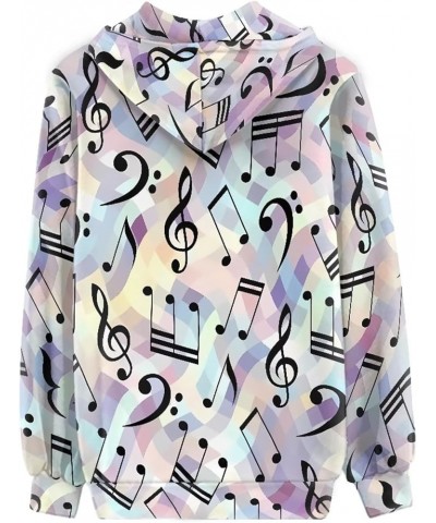 Womens Zip Up Hoodie Oversized Drawstring Jacket Long Sleeve Lightweight Fall Sweatshirt with Pockets Music Notes $12.47 Hood...