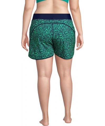 Women's 5" Quick Dry Elastic Waist Board Shorts Swim Cover-up Shorts with Panty Navy/Emerald Decor Paisley $22.98 Swimsuits