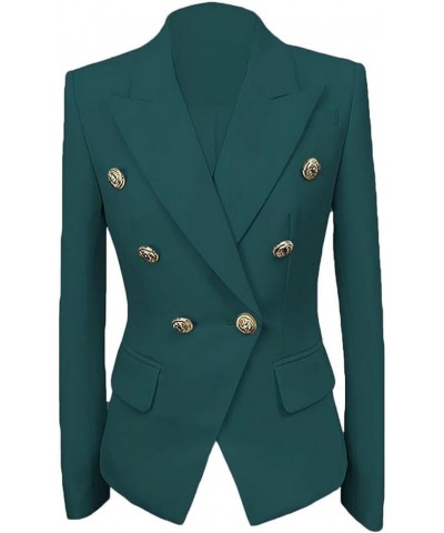 Womens Open Front Coat with Long Sleeves Double Breasted Casual Blazer Notch Lapel Business Jacket Teal $17.39 Suits