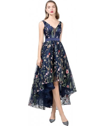 YSMei Women's Backless Long 3D Flower Prom Party Gown High Low-black $28.20 Dresses