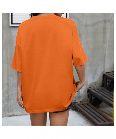 Women Los Angeles Letter Racing Graphic Print Vintage T Shirt Oversized Crew Neck Short Sleeve Loose Tee Top Orange $12.50 T-...