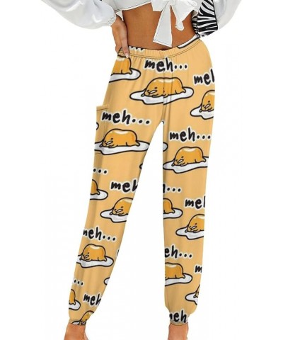 Women Casual Sweatpants with Pockets Elastic Waist Prints Bottom Long Joggers Sporty Gyms Pants Gudetama $14.70 Activewear