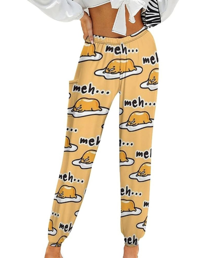 Women Casual Sweatpants with Pockets Elastic Waist Prints Bottom Long Joggers Sporty Gyms Pants Gudetama $14.70 Activewear