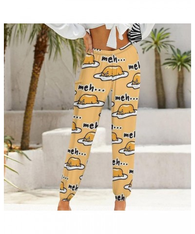 Women Casual Sweatpants with Pockets Elastic Waist Prints Bottom Long Joggers Sporty Gyms Pants Gudetama $14.70 Activewear