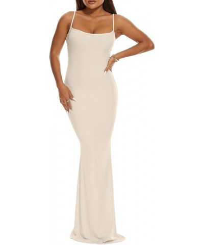 2023 Summer Women's Bodycon Maxi Dress Sexy Sleeveless Tight Slip Long Dress Light Skin $13.20 Dresses