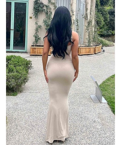 2023 Summer Women's Bodycon Maxi Dress Sexy Sleeveless Tight Slip Long Dress Light Skin $13.20 Dresses