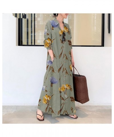 Womens Casual Loose Shirt Dress Oversized Baggy Button Down Long Sleeve Maxi Dresses with Pockets Red-1 $12.03 Dresses