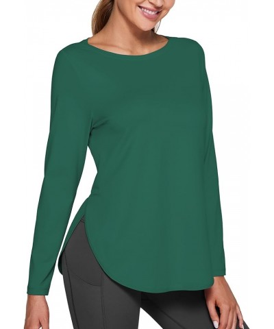 Long Sleeve Workout Tops for Women Loose Fit Athletic Running Yoga Shirts Spring Daily T-Shirts Green $13.50 Activewear