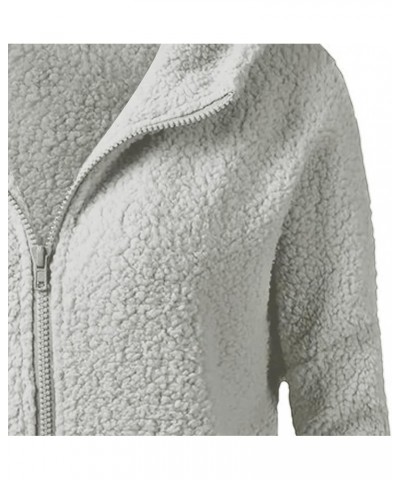 Winter Jackets For Women Plus Size Sherpa Fleece Long Sleeve Hooded Coats Casual Warm Solid Zipper Outerwear Light Gray $7.31...