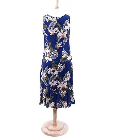 Hawaiian Orchid Navy Rayon Midi Hawaiian Dress Navy $44.29 Dresses