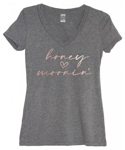 Honeymoon Shirt Women Honeymoonin Bride Just Married Shirts Honeymoon Gifts Womens Tops Vneck/Rose Gold Print $13.24 Tanks