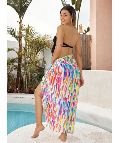 Women's Coverup Summer Cover-Up Sarong Swimwear Pareos Beach Beachwear Pareo for Women Printed Full Wrap Stripes, Multicolor ...