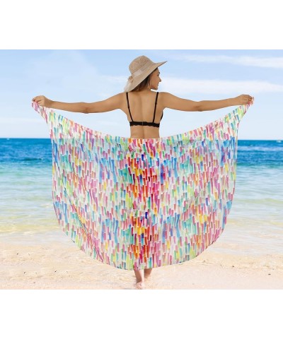 Women's Coverup Summer Cover-Up Sarong Swimwear Pareos Beach Beachwear Pareo for Women Printed Full Wrap Stripes, Multicolor ...