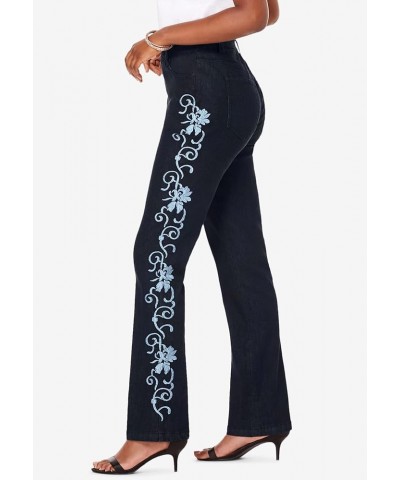 Women's Plus Size Whitney Jean with Invisible Stretch Embroidered Bootcut Jeans Green Mint Swirl Embroidery $39.89 Jeans