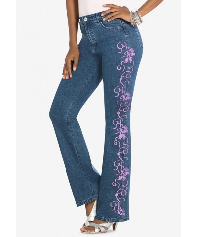 Women's Plus Size Whitney Jean with Invisible Stretch Embroidered Bootcut Jeans Green Mint Swirl Embroidery $39.89 Jeans