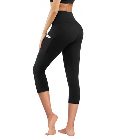 2 Pack High Waist Yoga Pants with Pockets, Tummy Control Leggings, Workout 4 Way Stretch Yoga Leggings Capris (Black+navy) $1...