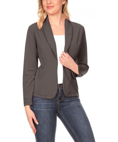 Women's Long Sleeves Open Front Office Work Wear Solid Blazer Jacket Hjk00760 Charcoal $15.57 Blazers