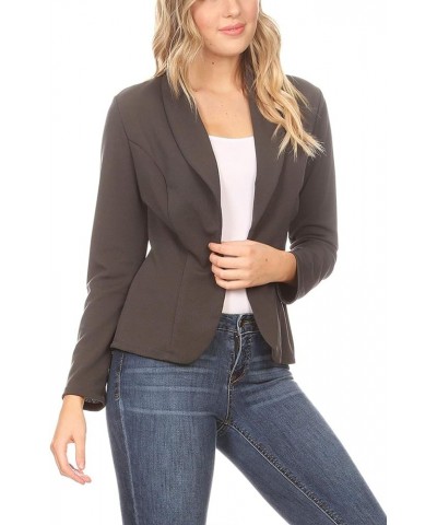 Women's Long Sleeves Open Front Office Work Wear Solid Blazer Jacket Hjk00760 Charcoal $15.57 Blazers