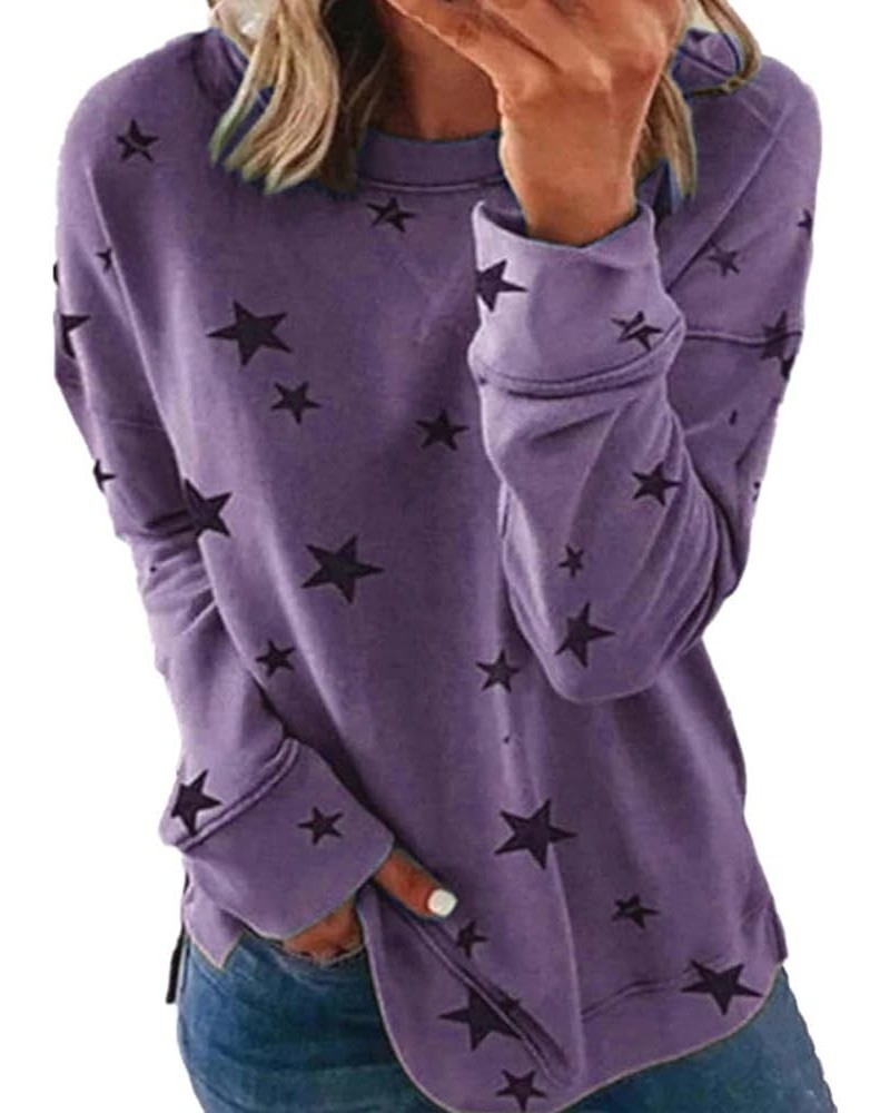 Oversized Sweatshirt for Women Trendy,Womens Casual Long Sleeve Sweatshirt Crew Neck Cute Pullover Relaxed Fit Tops B-purple ...