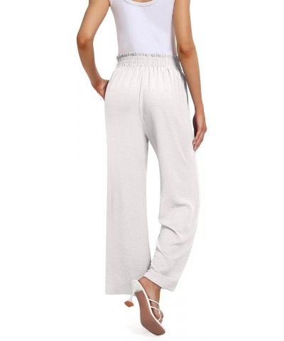 Dress Pants Women High Waisted Wide Leg Lounge Pants Business Casual Work Pants with Pockets White $12.18 Pants