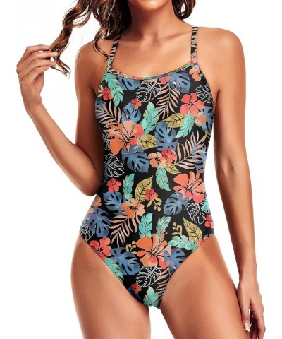 Athletic One Piece Swimsuits for Women Training Sport Tummy Control Bathing Suits Floral $18.89 Swimsuits