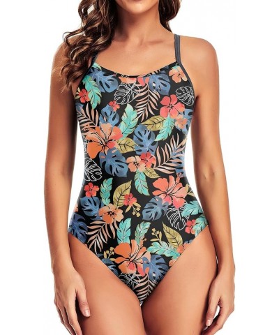 Athletic One Piece Swimsuits for Women Training Sport Tummy Control Bathing Suits Floral $18.89 Swimsuits