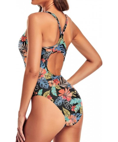 Athletic One Piece Swimsuits for Women Training Sport Tummy Control Bathing Suits Floral $18.89 Swimsuits