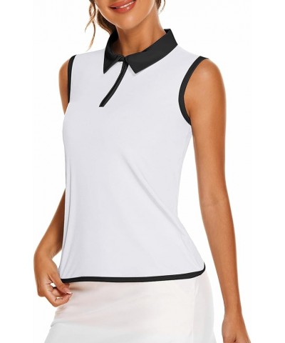 Women's Golf Polo T Shirts Lightweight Moisture Wicking Sleeveless Shirt Quick Dry Zipper Tank Top 1-white 2 $12.95 Shirts