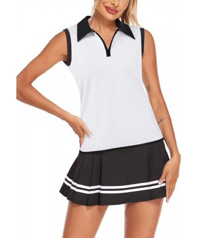 Women's Golf Polo T Shirts Lightweight Moisture Wicking Sleeveless Shirt Quick Dry Zipper Tank Top 1-white 2 $12.95 Shirts