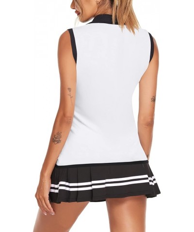 Women's Golf Polo T Shirts Lightweight Moisture Wicking Sleeveless Shirt Quick Dry Zipper Tank Top 1-white 2 $12.95 Shirts