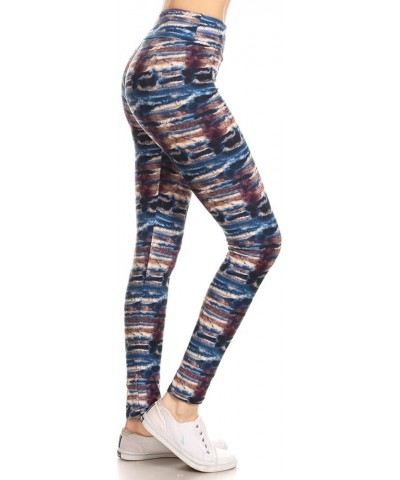 High Waisted Tie Dye & Fabric Print Leggings for Women - Reg, Plus, 1X3X, 3X5X 3" Yoga Tropical Indigo $10.07 Leggings