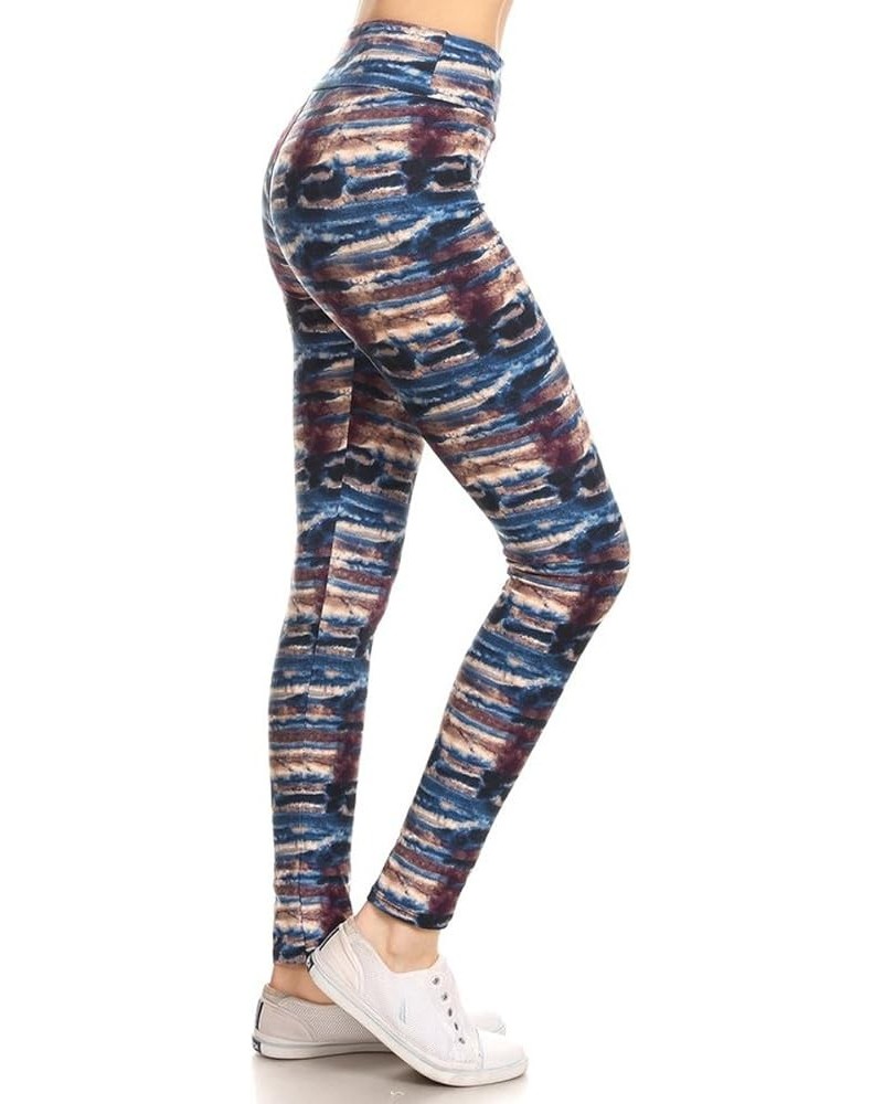 High Waisted Tie Dye & Fabric Print Leggings for Women - Reg, Plus, 1X3X, 3X5X 3" Yoga Tropical Indigo $10.07 Leggings