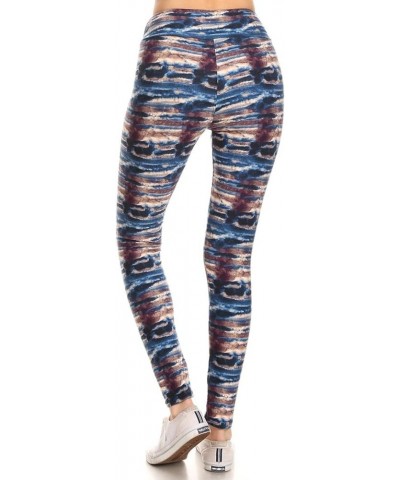 High Waisted Tie Dye & Fabric Print Leggings for Women - Reg, Plus, 1X3X, 3X5X 3" Yoga Tropical Indigo $10.07 Leggings