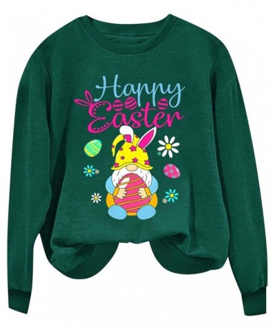 Easter Sweatshirts for Women Cute Funny Easter Shirts Rabbit Graphic Crewneck Sweatshirts Loose Workout Tops Trendy A06 Green...