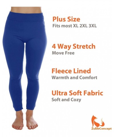 Seamless Fleece Lined Legging for Women Thermal Winter Full Length Legging Pants Plus Size 1X 2X 3X Royal $10.41 Leggings