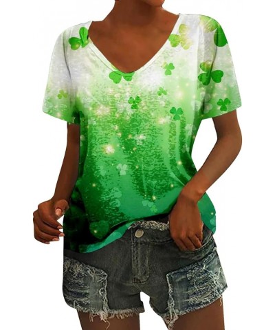 St Patricks Day Shirts for Women Irish St Patrick's Day T-Shirt Green Shamrock Tee Shirt Short Sleeves Womens Tops A-mint Gre...