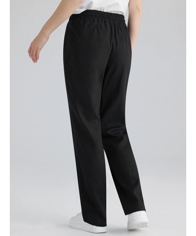 Women's Wide Leg Linen Pants with Pockets Black White 2 Pack $13.54 Pants