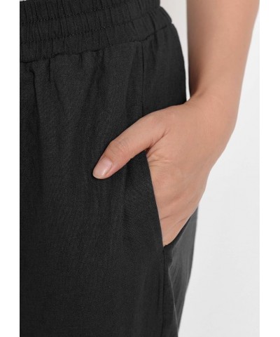 Women's Wide Leg Linen Pants with Pockets Black White 2 Pack $13.54 Pants