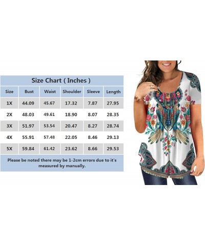 Womens Plus Size Tops Button Up Tunic Tops Floral Pleated Casual Long Sleeve Henley Shirts 531l-white Blue $13.24 Tops