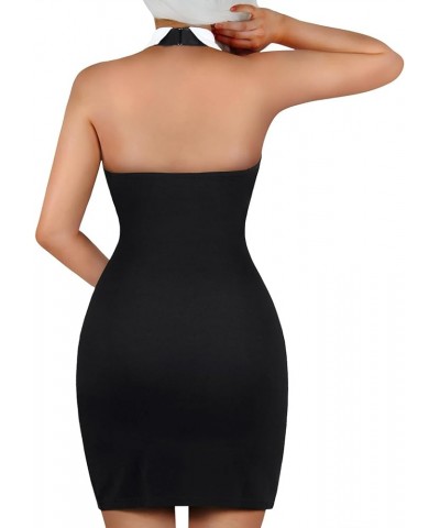 Women Cotton Overall Vampy Collared Bodycon Mini Dress Skirt Black Wednesday $18.00 Overalls