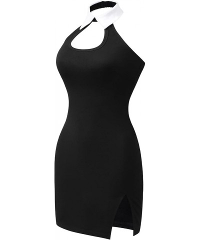 Women Cotton Overall Vampy Collared Bodycon Mini Dress Skirt Black Wednesday $18.00 Overalls