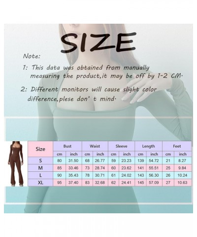 Long Sleeve Jumpsuits for Women Square Neck Wide Leg Full Length Romper Playsuit Flare Jumpsuits for Women Black $9.44 Sleep ...