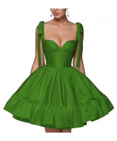 Womens Short Homecoming Dress Satin Prom Dress with Pockets A Line Backless Formal Evening Dress HC22 Green-1 $27.95 Dresses