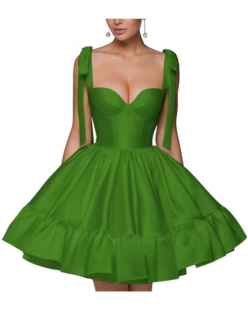 Womens Short Homecoming Dress Satin Prom Dress with Pockets A Line Backless Formal Evening Dress HC22 Green-1 $27.95 Dresses