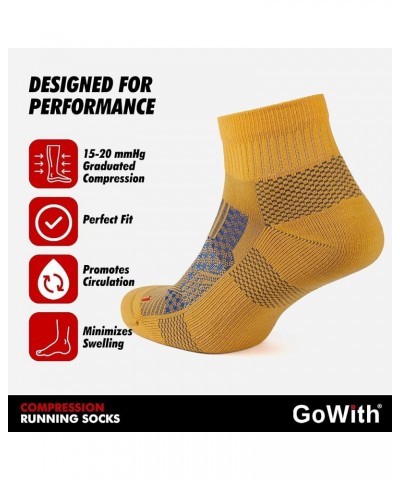 2 Pairs Unisex Running Socks, Anti-Blister Cushioned Athletic Performance Socks, Padded Seamless Ankle Socks Mustard - 2 Pair...