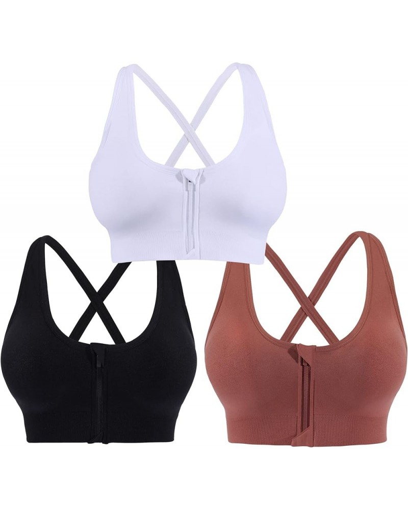 3 Pack Women's Medium Support Cross Back Wirefree Removable Cups Yoga Sport Bra Ak-style-c2202 $16.32 Lingerie