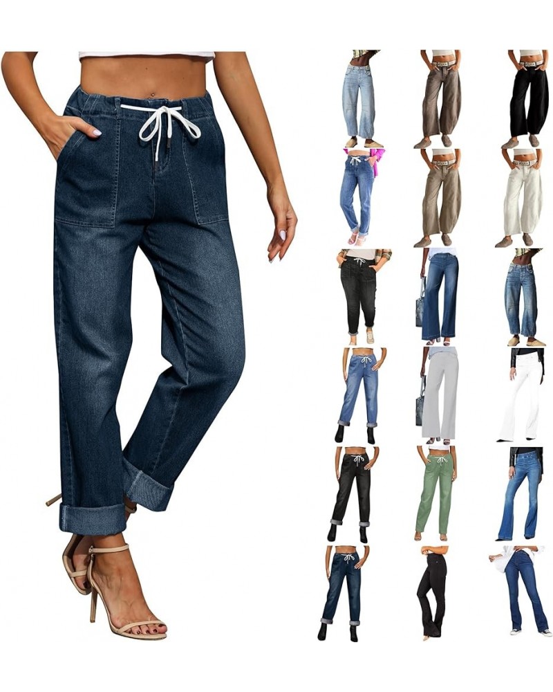 Women's Classic Jeans High Waisted Wide Leg Jeans Fashion Casual Plus Size Modern Tummy Control Jeans Y2k Clothes 1dark Blue ...