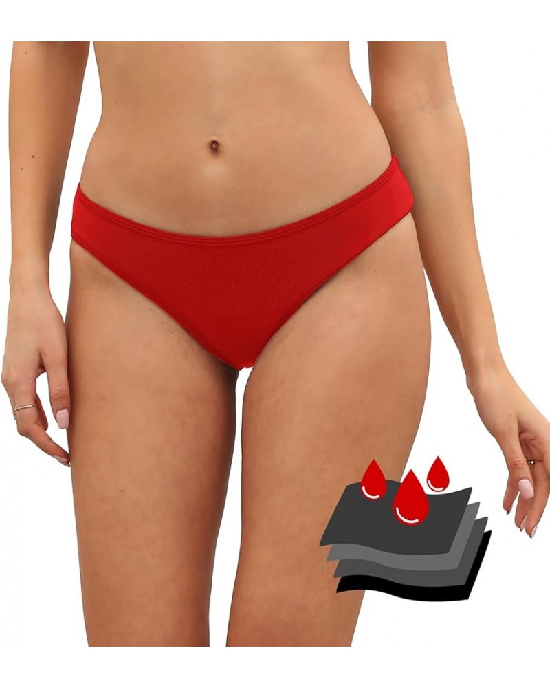 Period Swimwear Leakproof Bikini Bottoms Low Rise Swimuit Bottom Briefs for Teen Girls Women Red 852 $13.19 Swimsuits